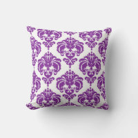 Lila & weiß Damask Modernes, elegantes Muster