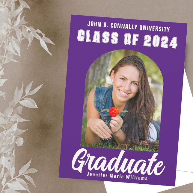 Lila Weiß Graduate Foto Modernes, feiner Abschluss Ankündigung (Von Creator hochgeladen)