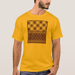 Lila Weiß kariert gepunktet floraler Damast Kunst T-Shirt