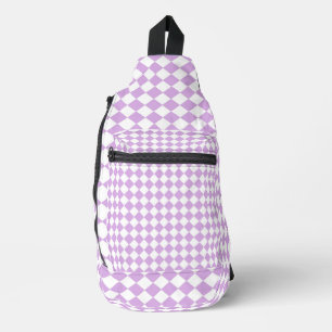 Lila Weiß Karomuster Crossbody Bag