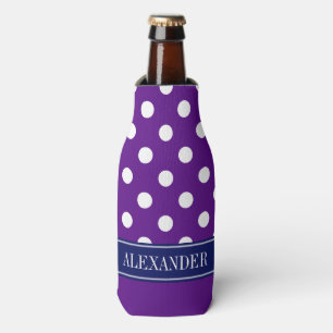 Lila Weiß LG Punkte CB Navy Namensmonogramm Flaschenkühler