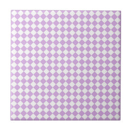 Lila Weiß Schachbrett Diamantmuster Fliese
