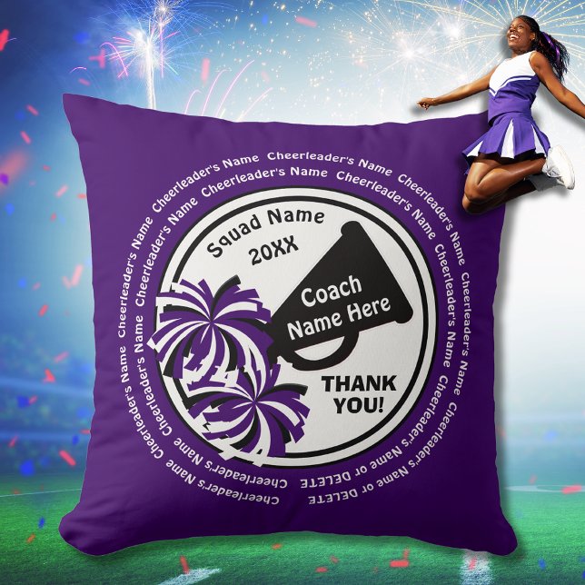 Lila, weiß, schwarz, Cheerleader oder Cheerleader Kissen (Cheerleading Coach Gifts. Personalized Cheer Coach Gifts. )