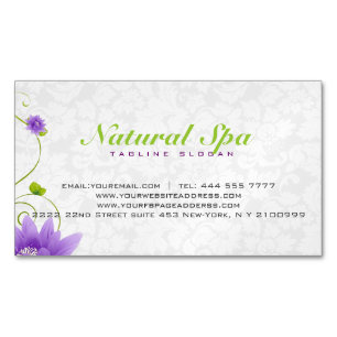 Lila Weiß und Grün Florales Design Magnetische Visitenkarte
