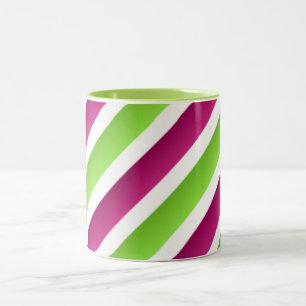 Lila/ Weiß und grüne Streifen Zweifarbige Tasse