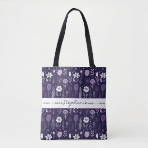 Lila-weiß zartes Blumenmuster Tasche