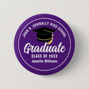 Lila-weiße Absolventen-Schule benutzerdefinierter  Button