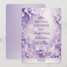 Lila weiße Blume Brautdusche Einladung