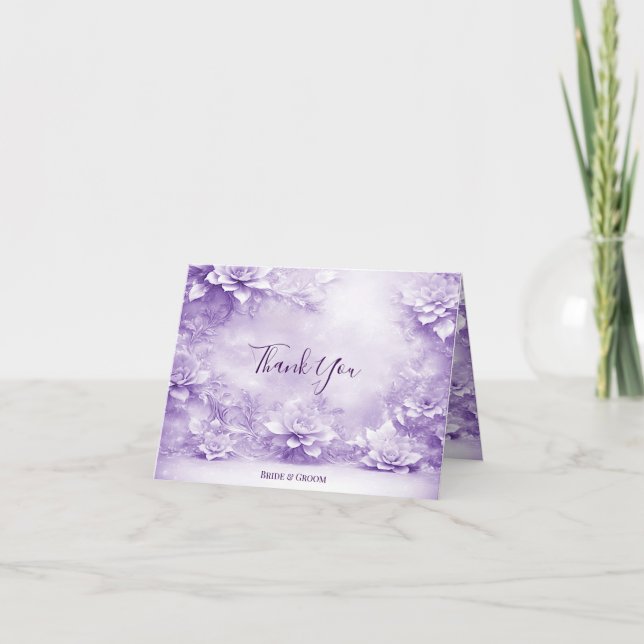 Lila weiße Blume Danke Karte (Vorderseite)