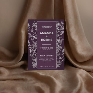 Lila Weiße Blume Elegante Hochzeit Einladung