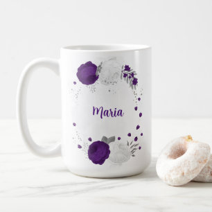 lila weiße Blume Kaffeetasse