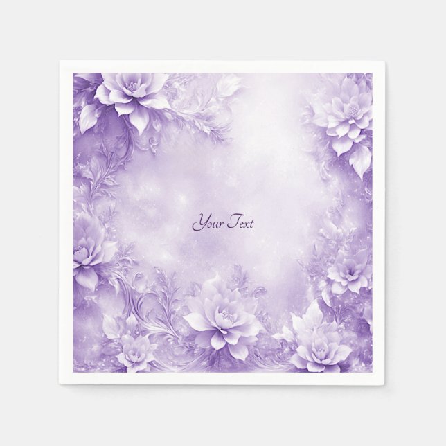 Lila weiße Blume Napkins Serviette (Vorderseite)