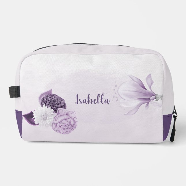 lila weiße Blume romantisch Waschbeutel (Vorderseite)