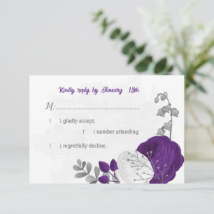 lila weiße Blume RSVP Karte
