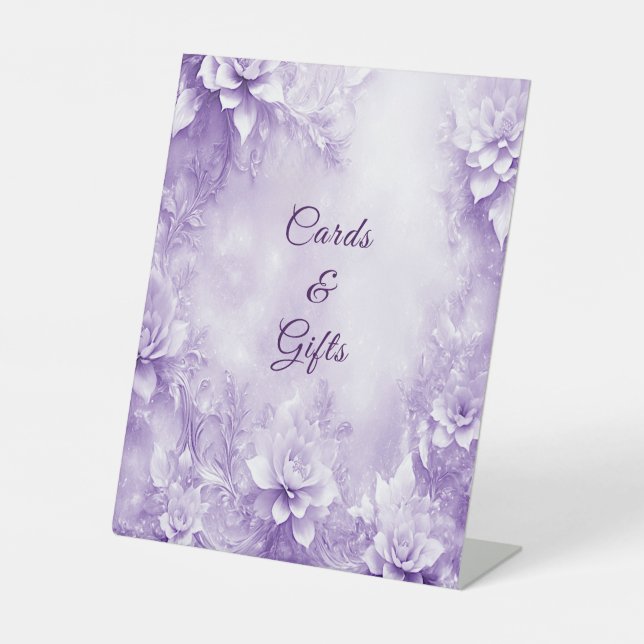 Lila weiße Blume Tabletop-Zeichen Sockelschild (Vorderseite)