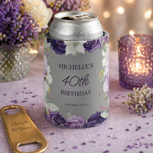 Lila Weiße Blüte 40. Geburtstag Dosenkühler