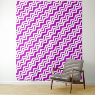 Lila-weiße Chevron-Zickzack-Musterdesign  Wandteppich