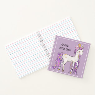 Lila-weiße Einhorn-Tiara-Kleine Schreibtafel Notizbuch