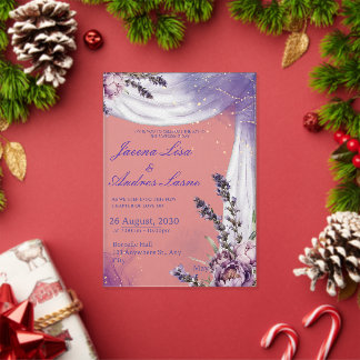 Lila Weiße Elegante Lavendel-Blumen-Hochzeitseinla Acryleinladungen