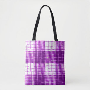 Lila-weiße, fett karierte Karo-Design Tasche