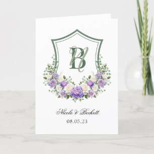 Lila Weiße Florale Wappen Hochzeitsprogramm Programm