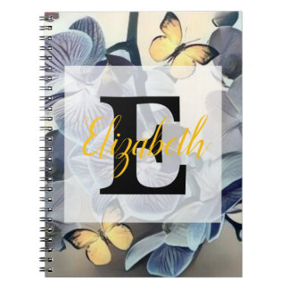 Lila weiße gelbe Orchideen-Blumen-Schmetterling Notizblock