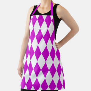 Lila Weiße Harlekin Diamanten Dame Design  Schürze
