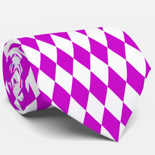 Lila Weiße Harlekin-Diamanten-Schachbrett-Design  Krawatte