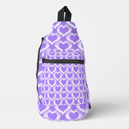 Lila Weiße Herzen Muster Crossbody Bag