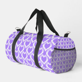 Lila Weiße Herzen Muster Duffle Bag