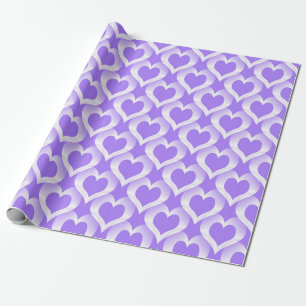 Lila Weiße Herzen Muster Geschenkpapier