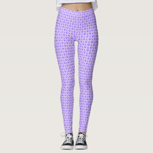 Lila Weiße Herzen Muster Leggings
