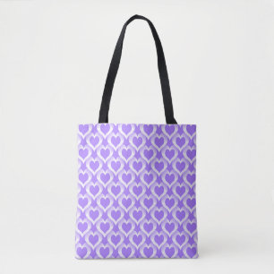 Lila Weiße Herzen Muster Tasche
