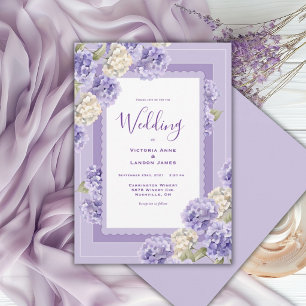 Lila weiße Hortensien Florale Hochzeitseinladung Einladung
