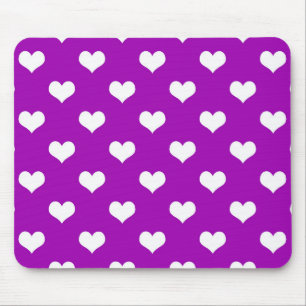 Lila Weiße Hübsche Herzen Design Mousepad