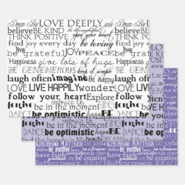 Lila Weiße Inspirierende Worte Geschenkpapier Set