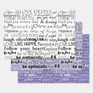 Lila Weiße Inspirierende Worte Geschenkpapier Set