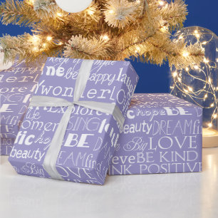 Lila weiße inspirierende Worte Weihnachten Geschenkpapier
