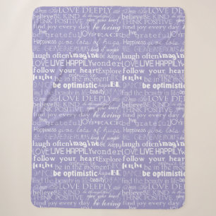 Lila weiße inspirierende Worte Weihnachten Sherpadecke