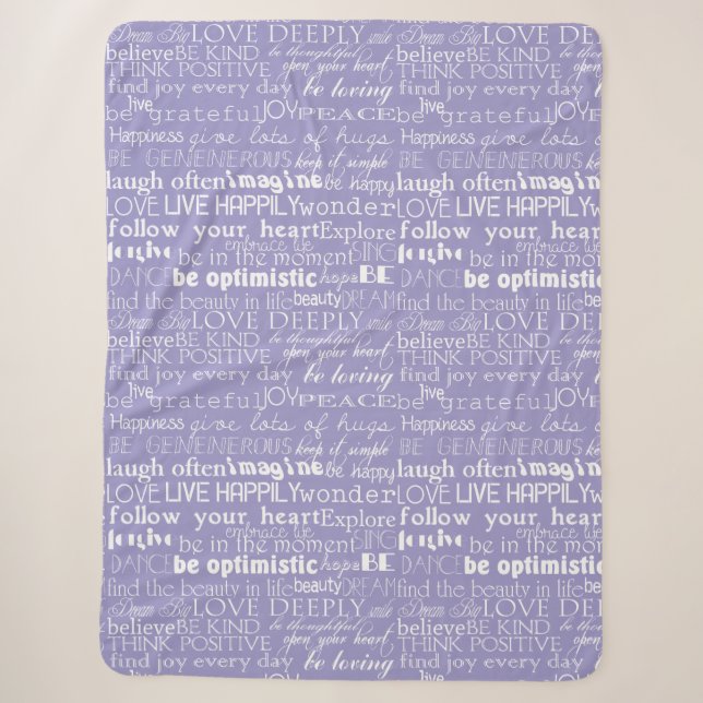 Lila weiße inspirierende Worte Weihnachten Sherpadecke (Vorderseite)