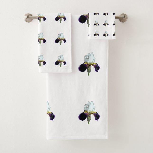 Lila-weiße Iris-Handtuch-Set Badhandtuch Set (Insitu)