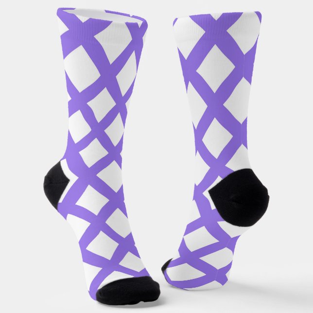 Lila-weiße Karo-Diamant-Muster Socken (Gewinkelt)