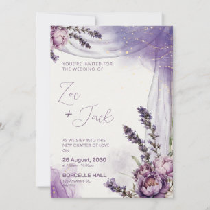 Lila Weiße Lavendelblüten Elegantes Design Einladung