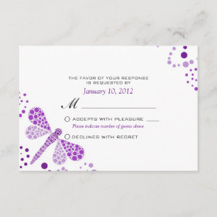 Lila weiße Libelle Pointillismus Custom UAWG RSVP Karte