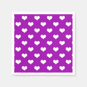 Lila Weiße Lovely Hearts Design Serviette