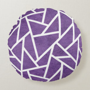 Lila-weiße Mosaikmuster Rundes Kissen