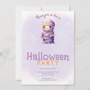 Lila-weiße Mumien-Lavendel-Halloween-Party Einladung