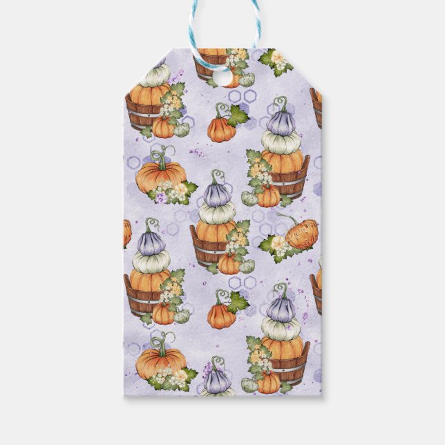 LILA WEISSE ORANGE FALL PUMPKINS GESCHENKANHÄNGER (Vorderseite)