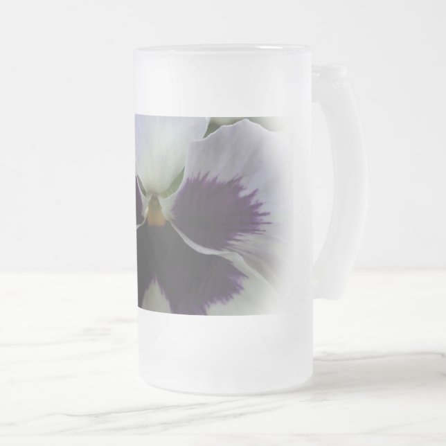 Lila-weiße Panik Mattglas Bierglas (VorderseiteRechts)