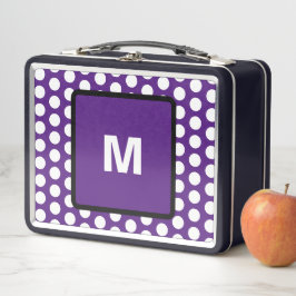 Lila weiße Polka-Punkte für Ptetty Monogram Metall Brotdose